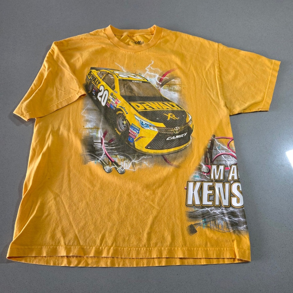 NASCAR Matt Kenseth 20 DeWalt Toyota Camry T-Shirt XL Yellow Joe Gibbs Racing